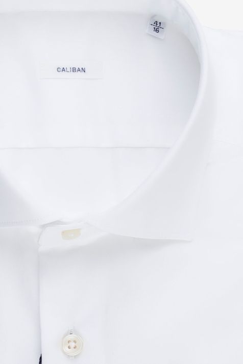 Camicia Uomo Caliban Slim Tinta unita 100% cotone collo Francese Manica lunga
