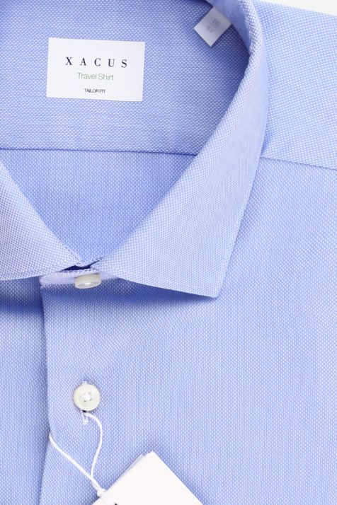 Camicia Uomo Xacus Regular No Stiro Tinta unita 100% cotone collo Francese Manica lunga