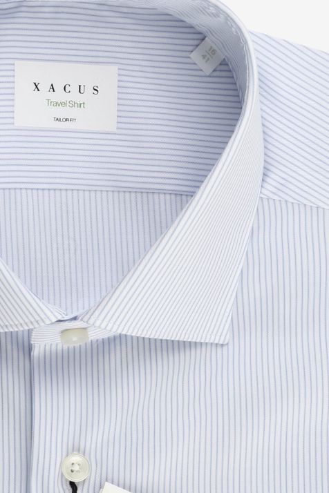 Camicia Uomo Xacus Regular No Stiro Righe 100% cotone collo Francese Manica lunga