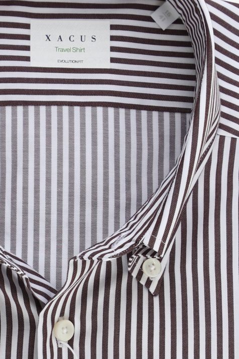 Camicia Uomo Xacus Classic No Stiro Righe 100% cotone collo Button down Manica lunga