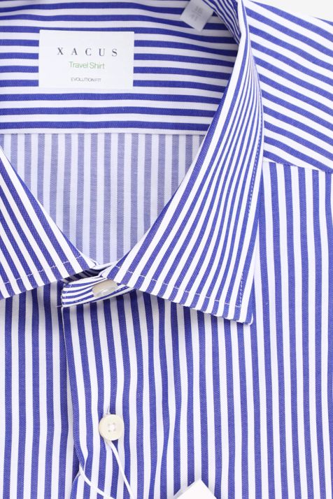 Camicia Uomo Xacus Classic No Stiro Righe 100% cotone collo Francese Manica lunga