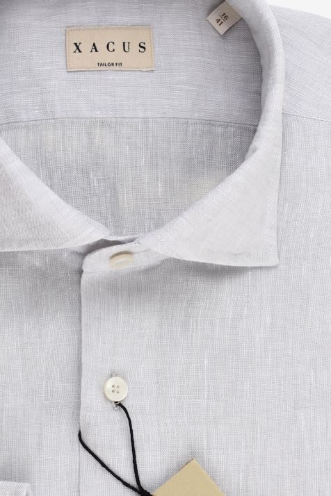 Camicia Uomo Xacus Regular Tinta unita 100% lino collo Francese Manica lunga
