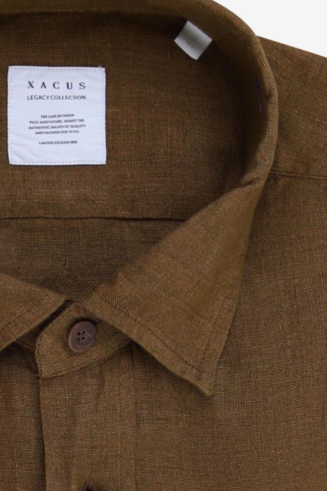 Camicia Uomo Xacus Regular Tinta unita 100% lino collo Italiano Manica lunga