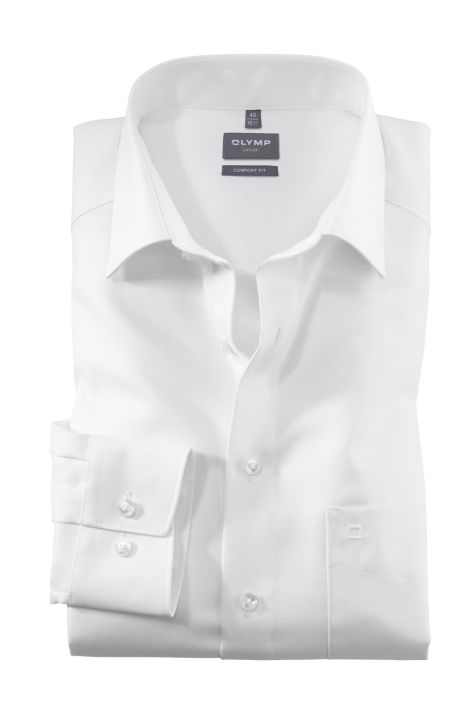 Camicia Uomo Olymp Comfort No Stiro Tinta unita 100% cotone collo Italiano Manica lunga