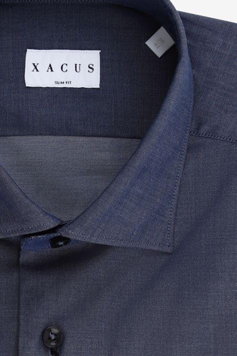 Camicia Uomo Xacus Slim Tinta unita 97% cotone 3% elastan collo Francese Manica lunga