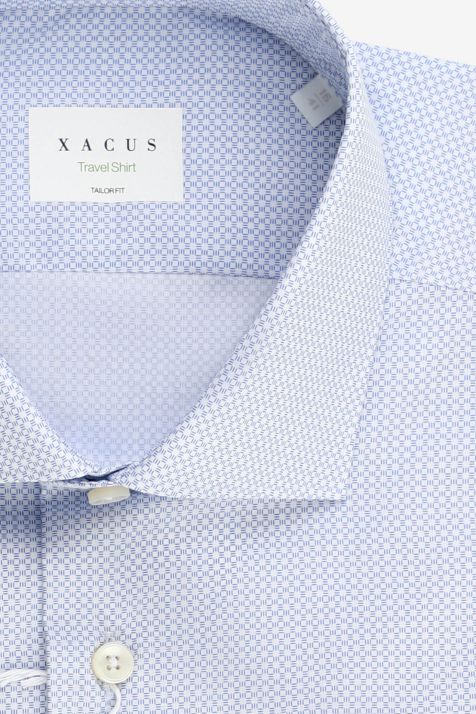 Camicia Uomo Xacus Regular No Stiro Micro disegno 100% cotone collo Francese Manica lunga