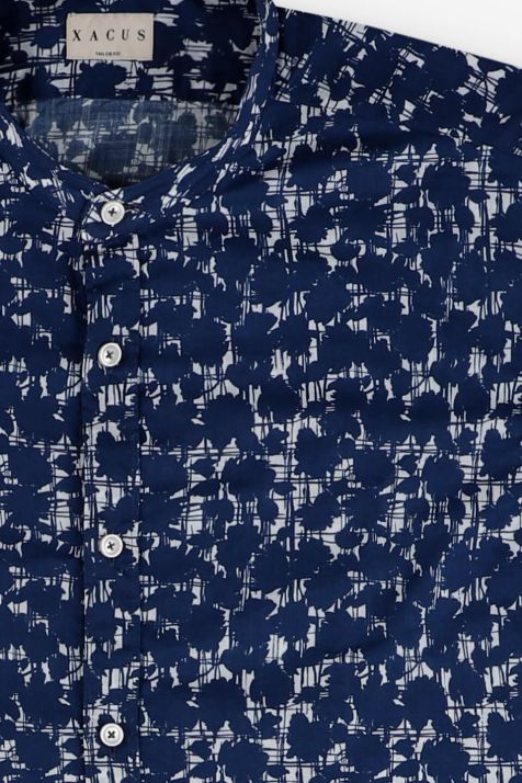 Camicia Uomo Xacus Regular Fantasia 100% Cotone lavato collo Coreano Manica lunga