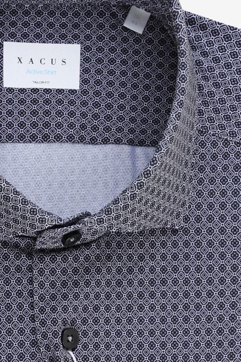 Camicia Uomo Xacus Regular Micro disegno 86% poliammide 14% elastan collo Francese Manica lunga