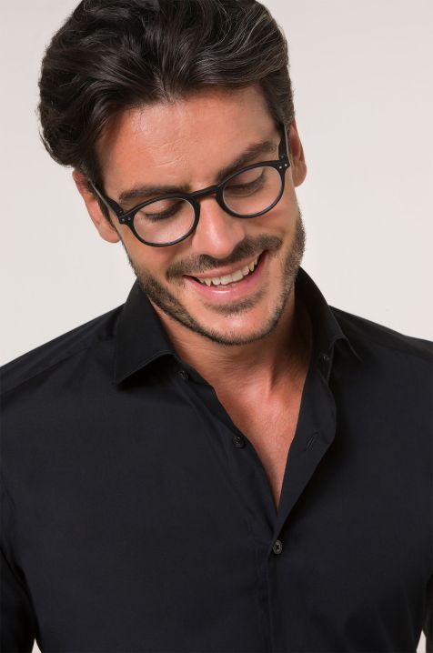Camicia Uomo Xacus Slim Tinta unita 96% cotone 4% elastan collo Francese Manica lunga