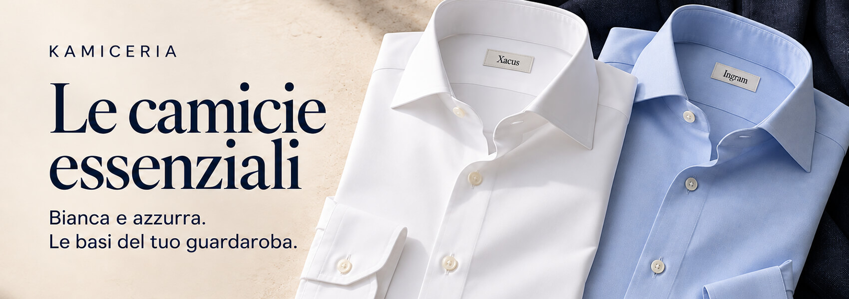 Le camicie essenziali: camicia bianca Xacus e camicia azzurra Ingram per il guardaroba maschile