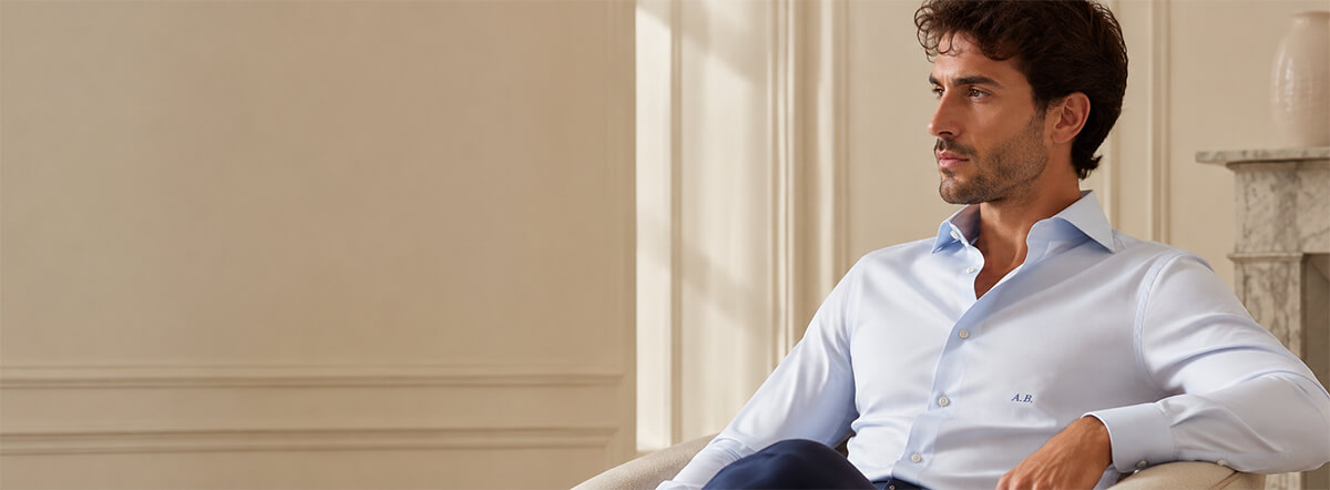Camicia uomo con iniziali ricamate sul lato cuore